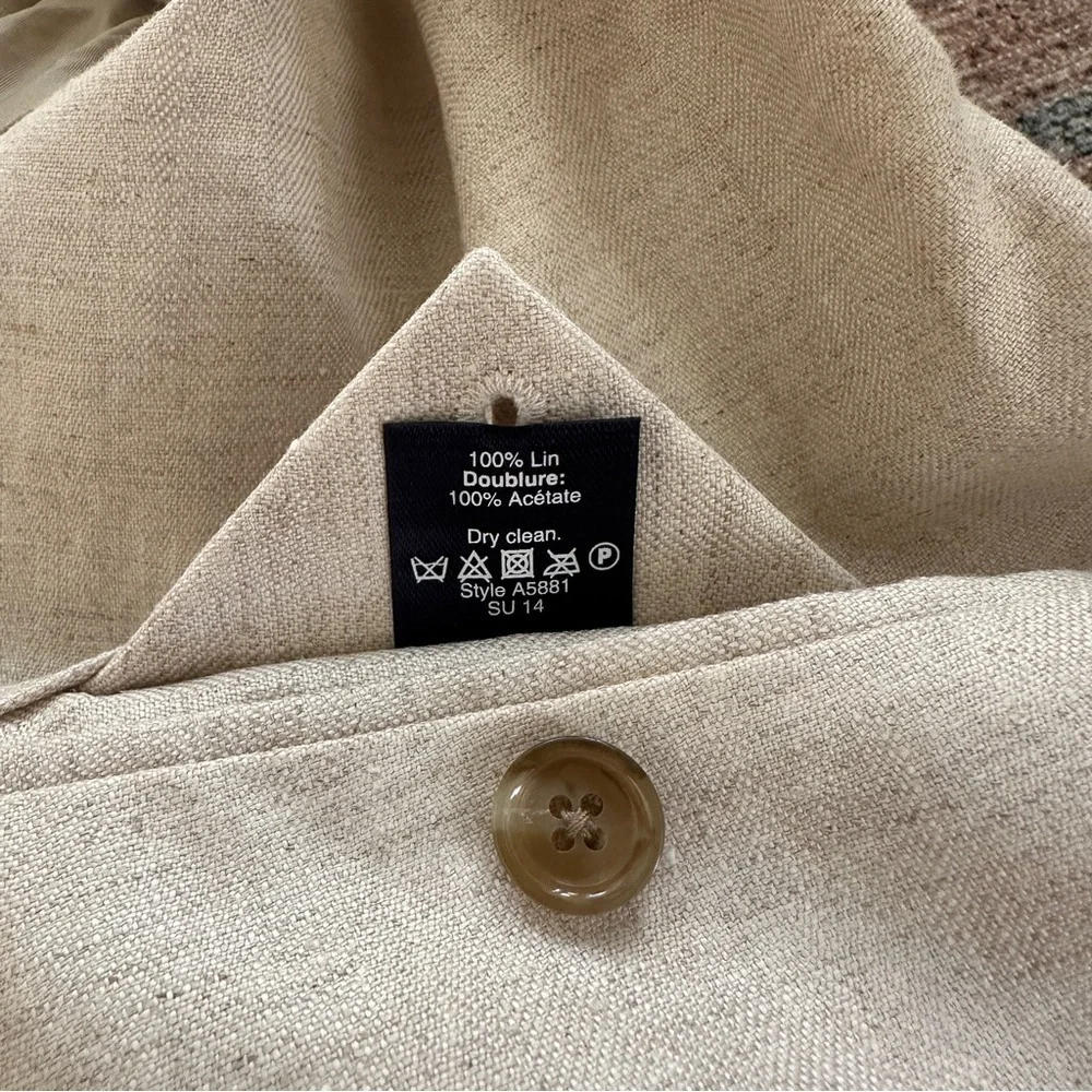 Mens J Crew Linen Blazer Suit Jacket Cream Ivory Sz M